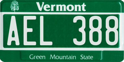 VT license plate AEL388