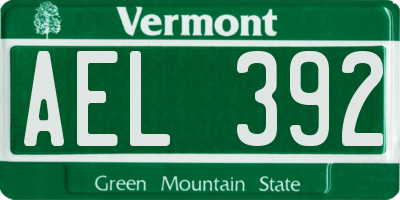 VT license plate AEL392