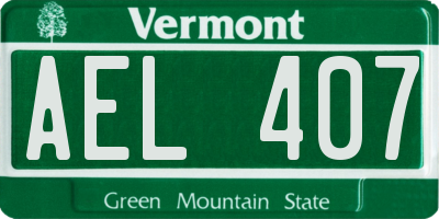 VT license plate AEL407