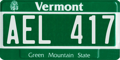 VT license plate AEL417
