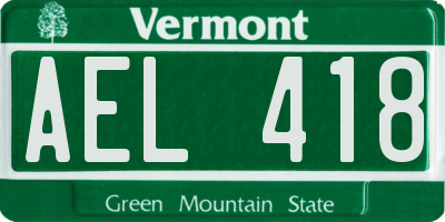 VT license plate AEL418