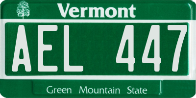 VT license plate AEL447