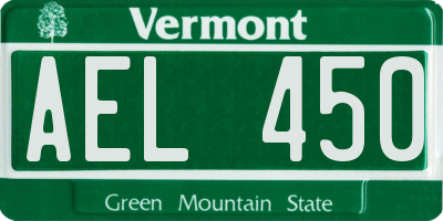 VT license plate AEL450