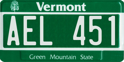 VT license plate AEL451