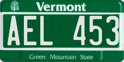 VT license plate AEL453