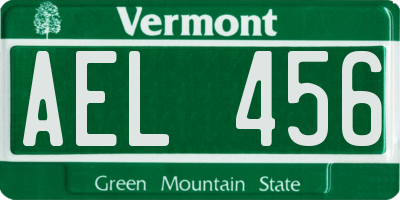 VT license plate AEL456