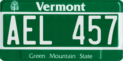 VT license plate AEL457