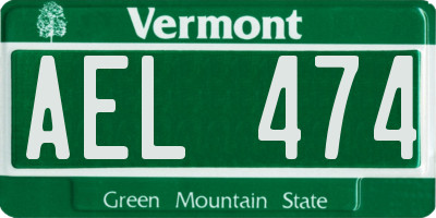 VT license plate AEL474