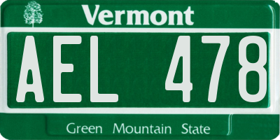 VT license plate AEL478