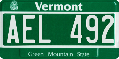 VT license plate AEL492