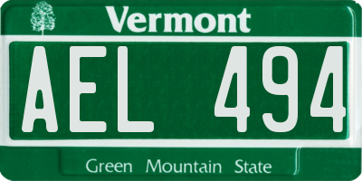 VT license plate AEL494