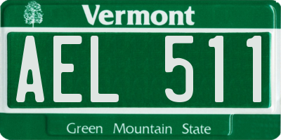VT license plate AEL511