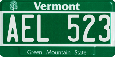VT license plate AEL523