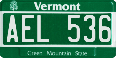 VT license plate AEL536