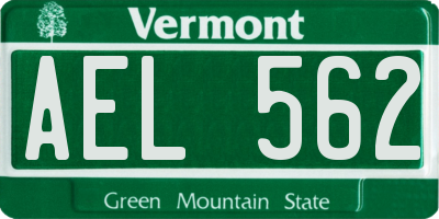 VT license plate AEL562