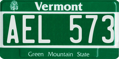VT license plate AEL573