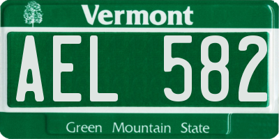 VT license plate AEL582