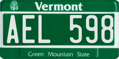 VT license plate AEL598