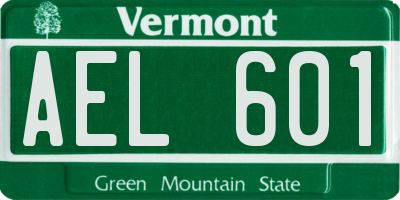 VT license plate AEL601