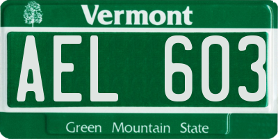 VT license plate AEL603