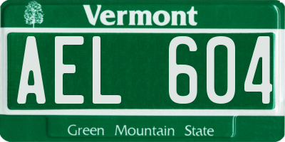 VT license plate AEL604