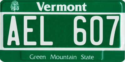 VT license plate AEL607