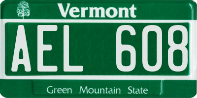 VT license plate AEL608