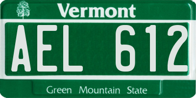 VT license plate AEL612