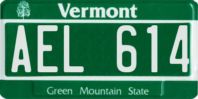 VT license plate AEL614