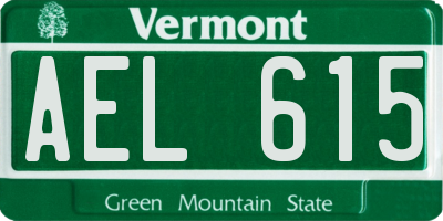 VT license plate AEL615