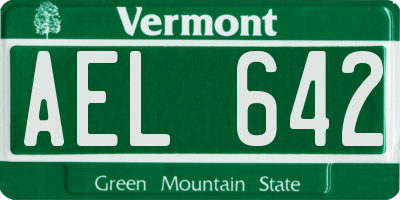 VT license plate AEL642