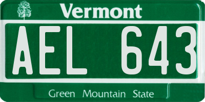 VT license plate AEL643