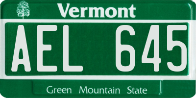 VT license plate AEL645
