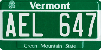 VT license plate AEL647