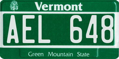 VT license plate AEL648