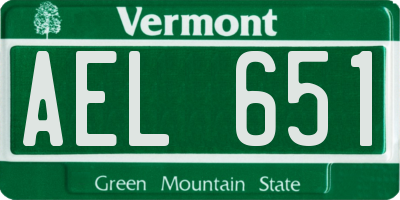 VT license plate AEL651