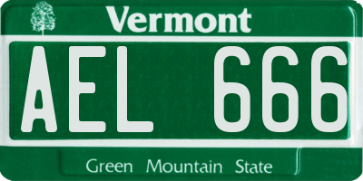 VT license plate AEL666