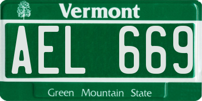 VT license plate AEL669