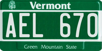VT license plate AEL670