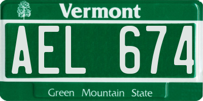 VT license plate AEL674