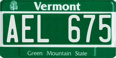 VT license plate AEL675