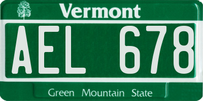 VT license plate AEL678