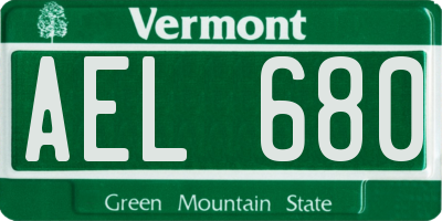VT license plate AEL680