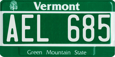 VT license plate AEL685