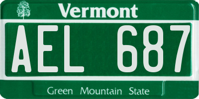 VT license plate AEL687
