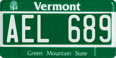 VT license plate AEL689