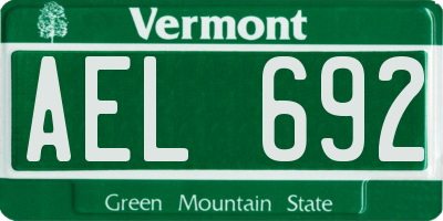 VT license plate AEL692