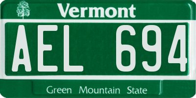 VT license plate AEL694