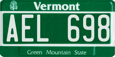VT license plate AEL698