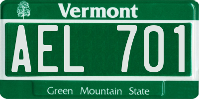 VT license plate AEL701